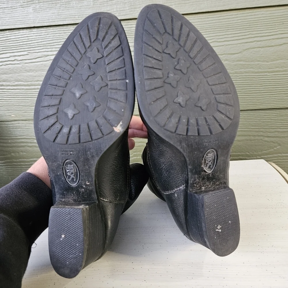 Sofft Padma Western Ankle Booties Black Leather Short Zip Boots Womens Size 8.5M